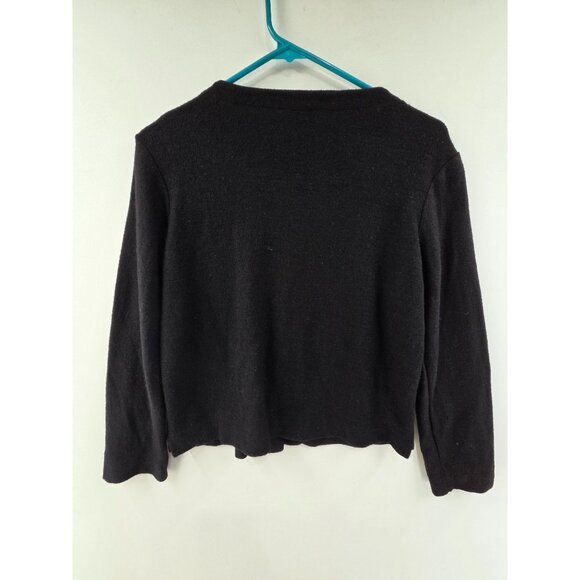 J. Jill Women's Cardigan Sweater Button Up Wool Roundneck Black Size M Classic - Picture 4 of 6